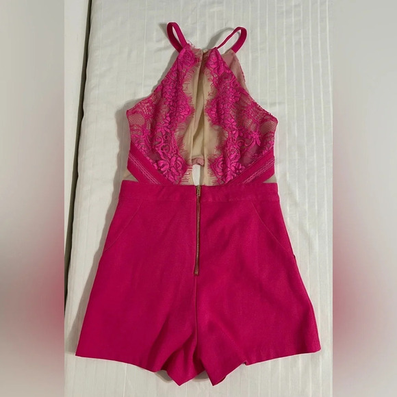Luxxel Sexy pink lace see through romper. Small. K1 - Picture 15 of 15